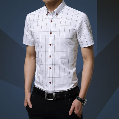 Plus Size 4XL-M High Elasticity Seamless Shirts Men Long Sleeve Top Quality  Slim Casual Luxury Shirt Social Formal Dress Shirts